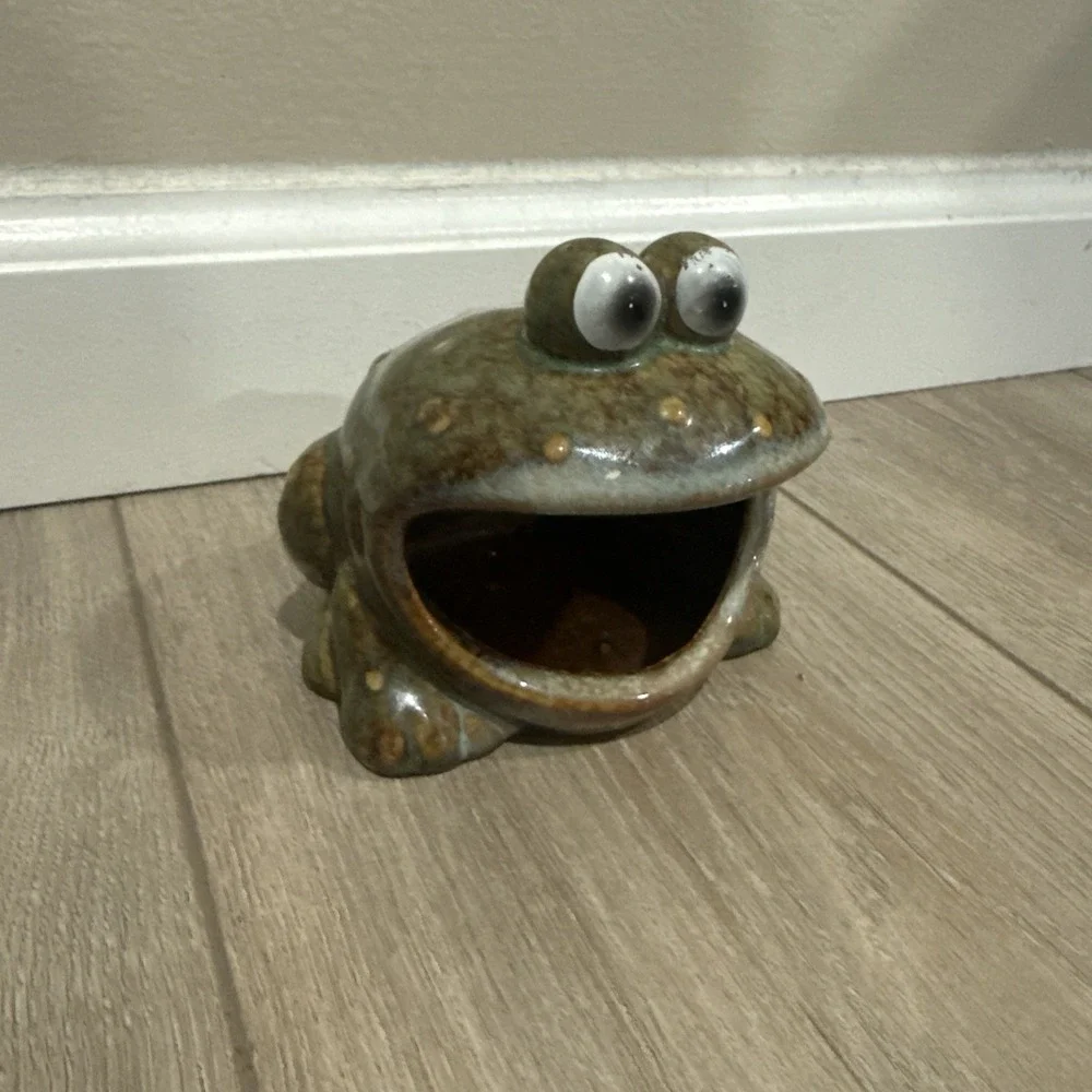 Vintage 1970's Green Sink‎ Frog Ceramic Frog Sponge Holder-Excellent
